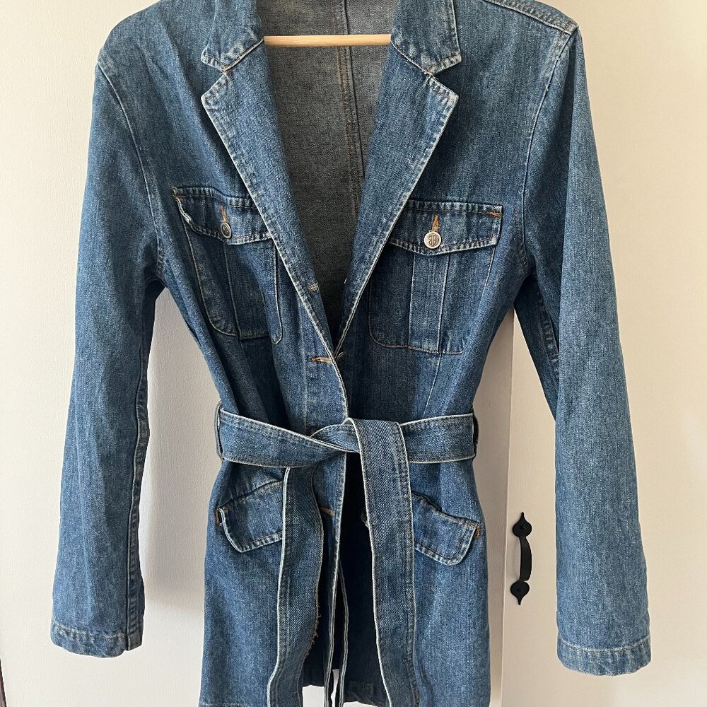 90's Vintage Denim Belted Jacket